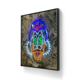 Kunstverket "all eyes on me" leveres ferdig innrammet med sort ramme. 