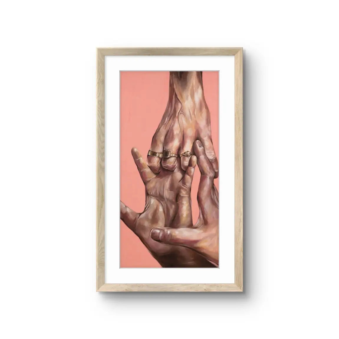 Kunsttrykket "Attachment" kommer i to ulike størrelser, med to ulike materialer. 