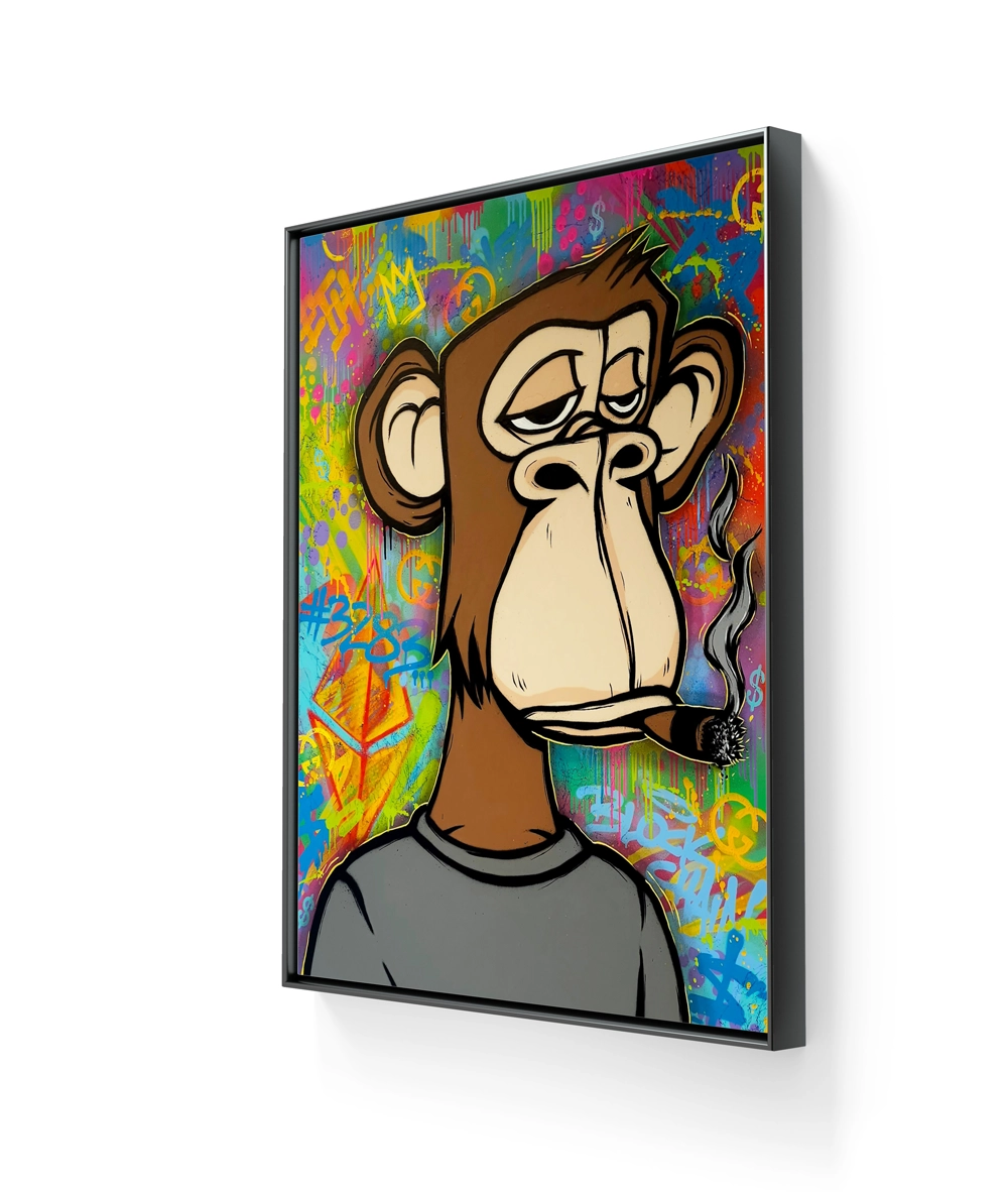 Kunstverket "BA 3283" levers ferdig innrammet med sort ramme. 