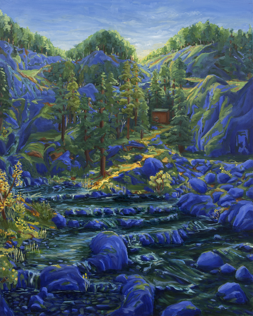 Detaljebilde av maleriet "Bråkete stillhet" av kunsteren Sebastian Slotte.