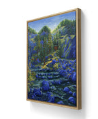 Maleriet "Bråkete stillhet" leveres ferdig innrammet med en ramme av eik. 