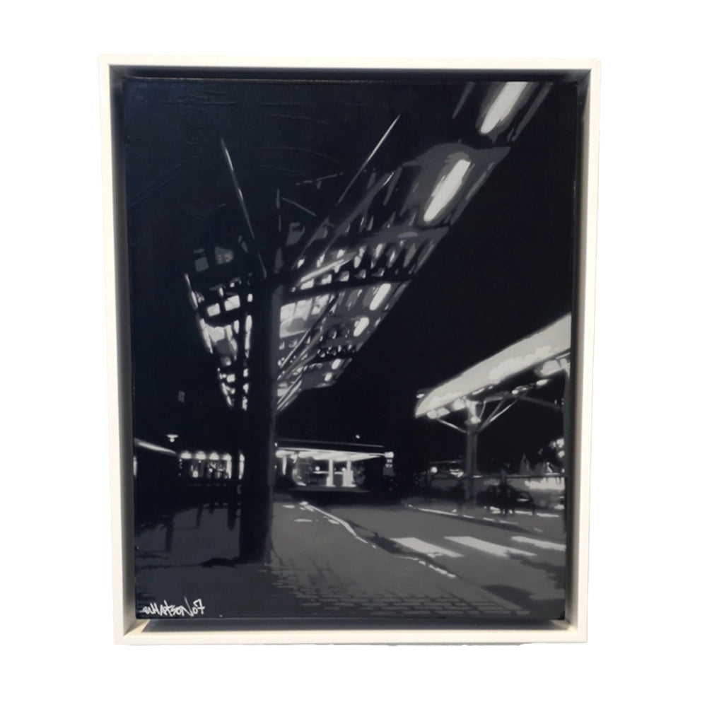 Busstaition er et av tre tilsvarende stensiloriginalverk av Martin Whatson