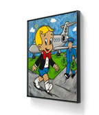 Kunstverket "Catch flights, Not feelings" leveres ferdig innrammet med sort ramme