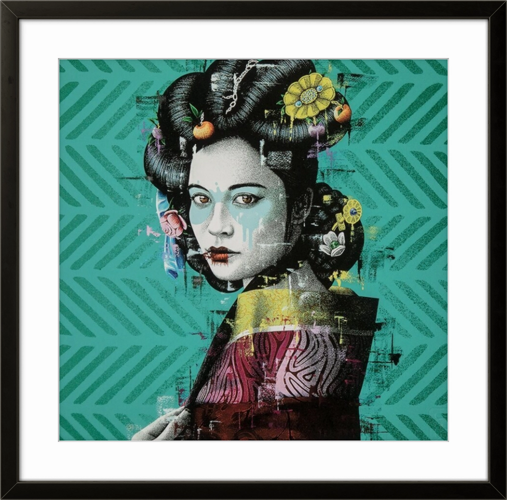 Trykket "Changseig" av samtidskunstneren Findac kommer i størrelsen 32 x 32 cm med ramme.