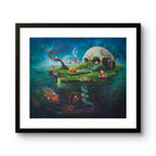 Fine art giclée trykket "Consumption Island" av den norske kunstneren Erik Bergan, signert og nummerert i et begrenset opplag.