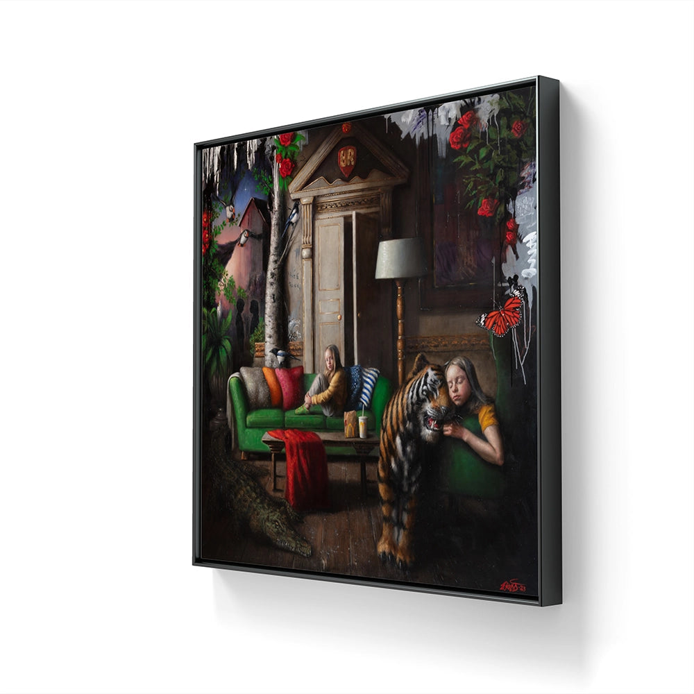 Maleriet kommer i størrelsen 185 x 185 cm