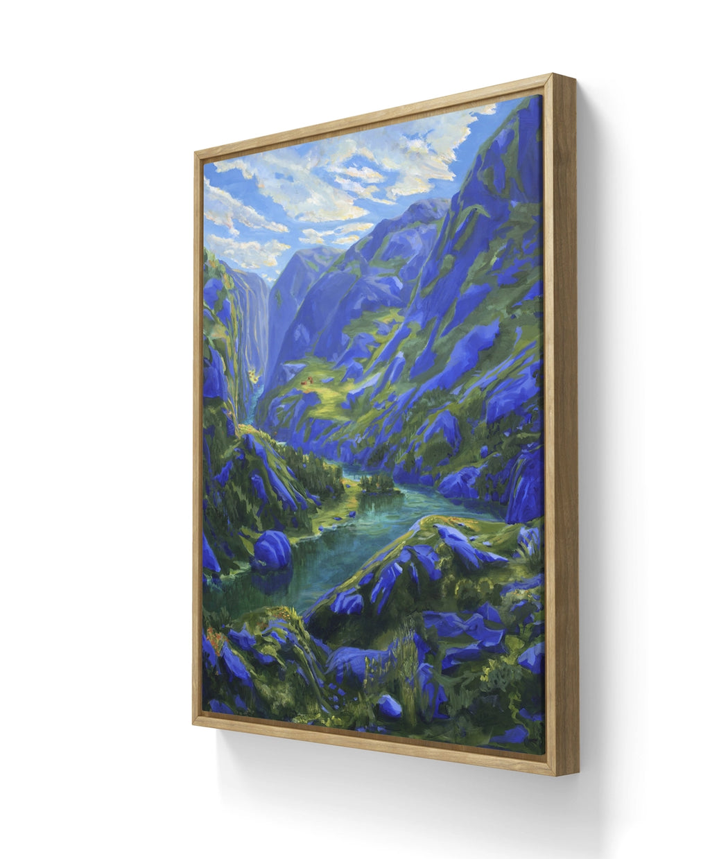 Maleriet "Ekkoets nabo" leveres ferdig innrammet med en ramme av lys eik