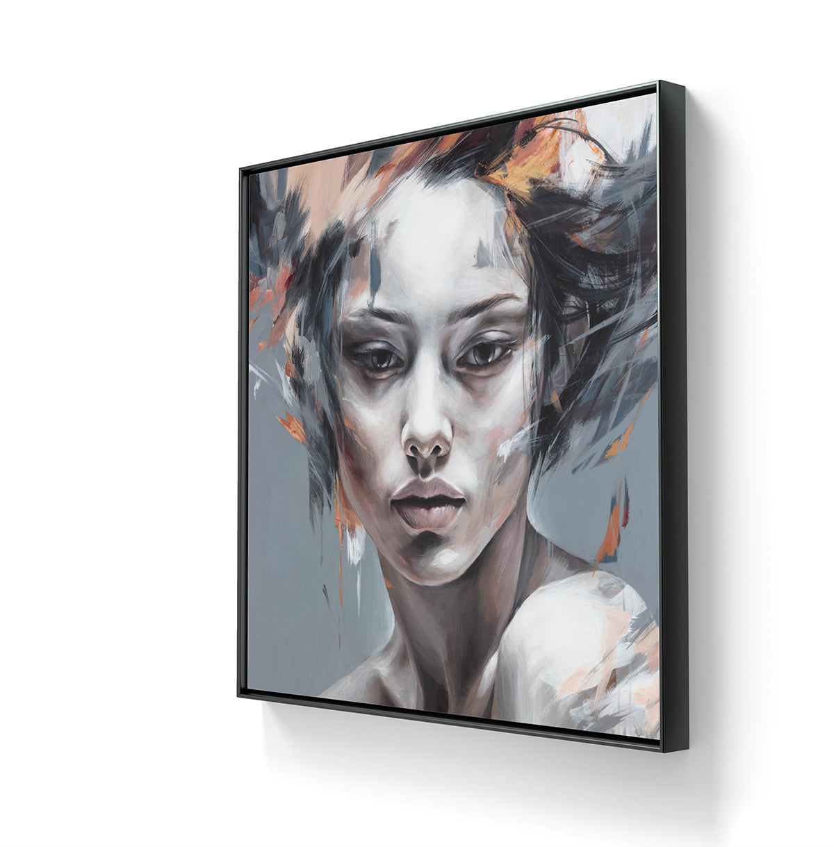 Kunstverket "Ethereal" leveres ferdig innrammet med en sort ramme