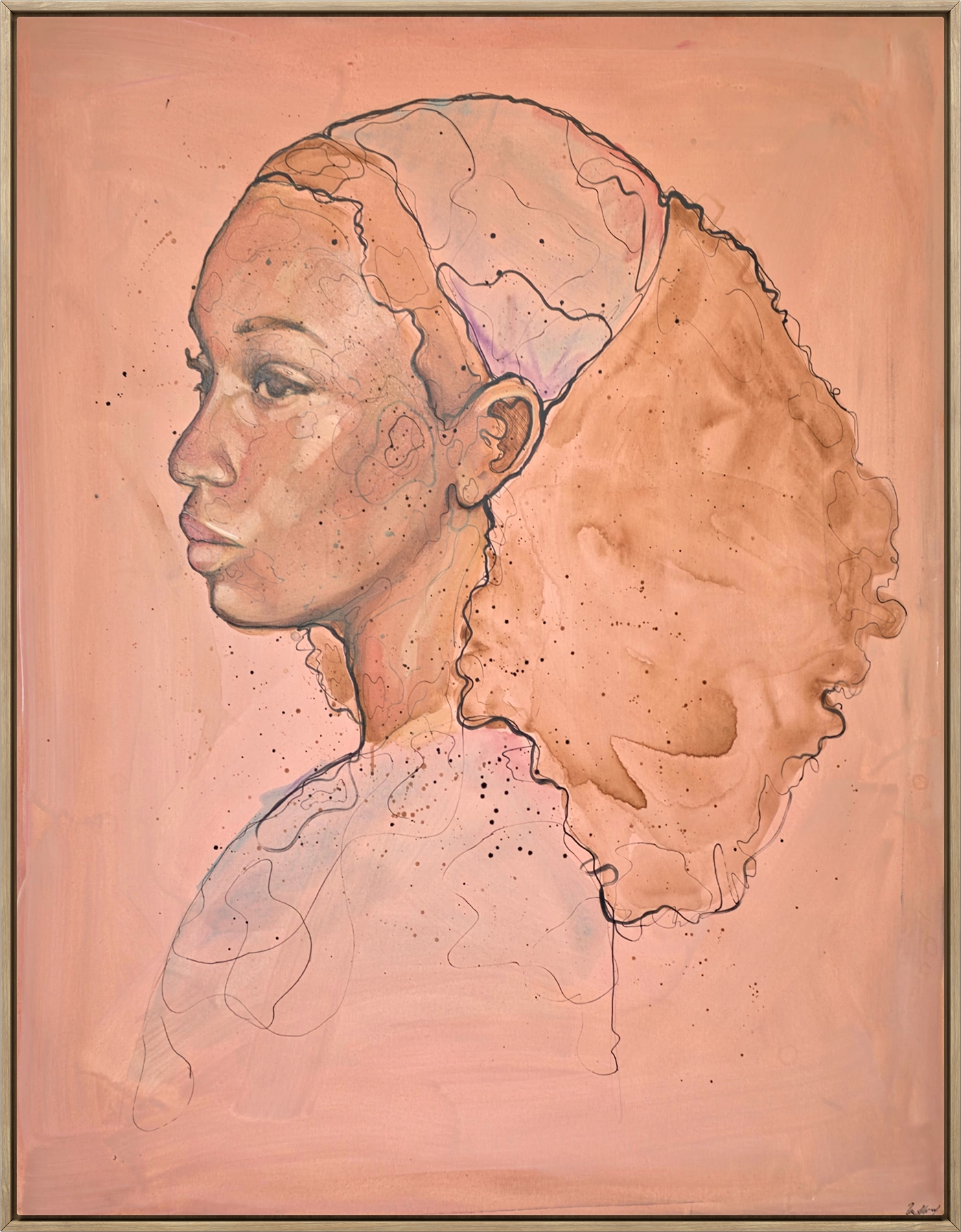 Dettaljebilde av maleriet "Etterklang 2" som kommer i størrelse 120 x 100 cm