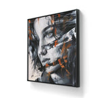 Maleriet leveres ferdig innrammet med ramme i sort list. 