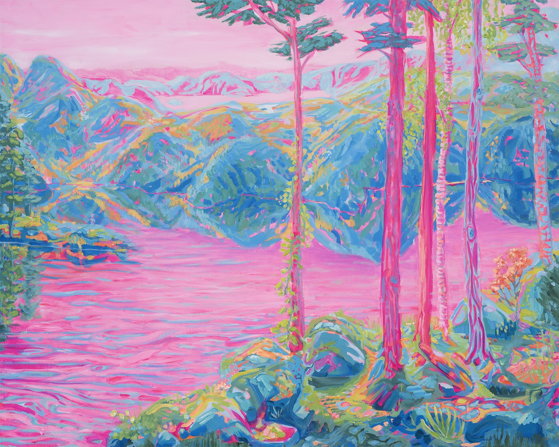 Detaljebilde av maleriet "Fargefred" av  kunsteren Sebastian Slotte