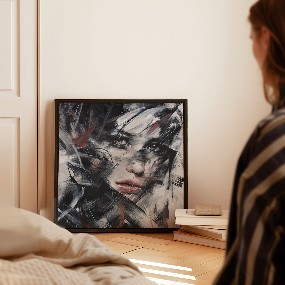 Maleriet "Flicker of hope" kommer i størrelsen 90 x 90 cm