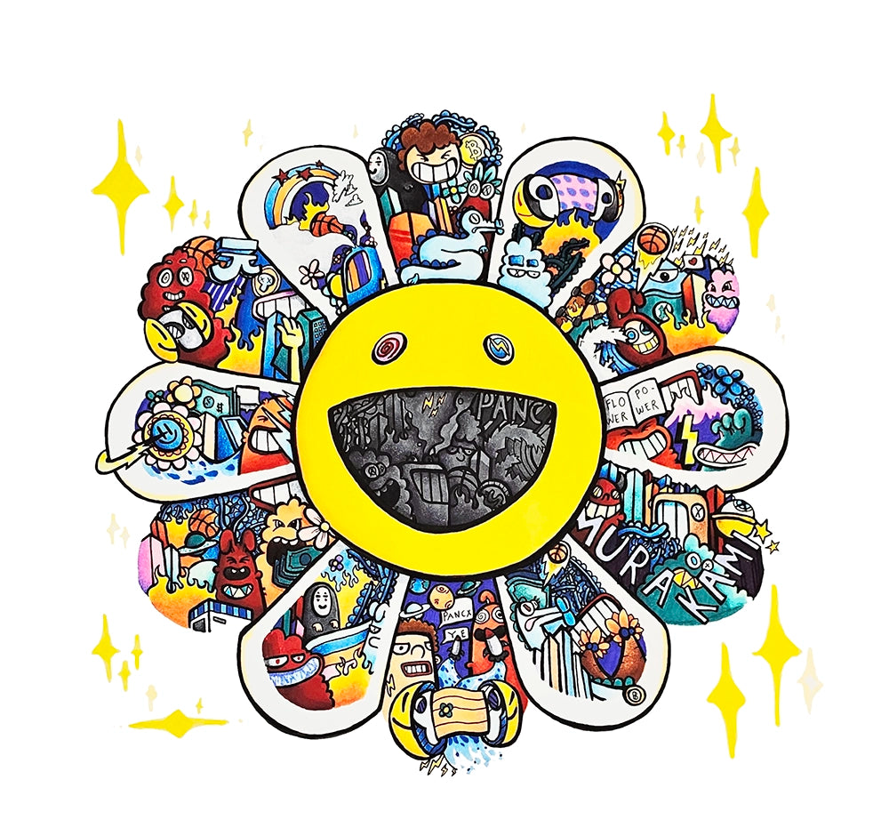 Hand finish av kunstverket flower power