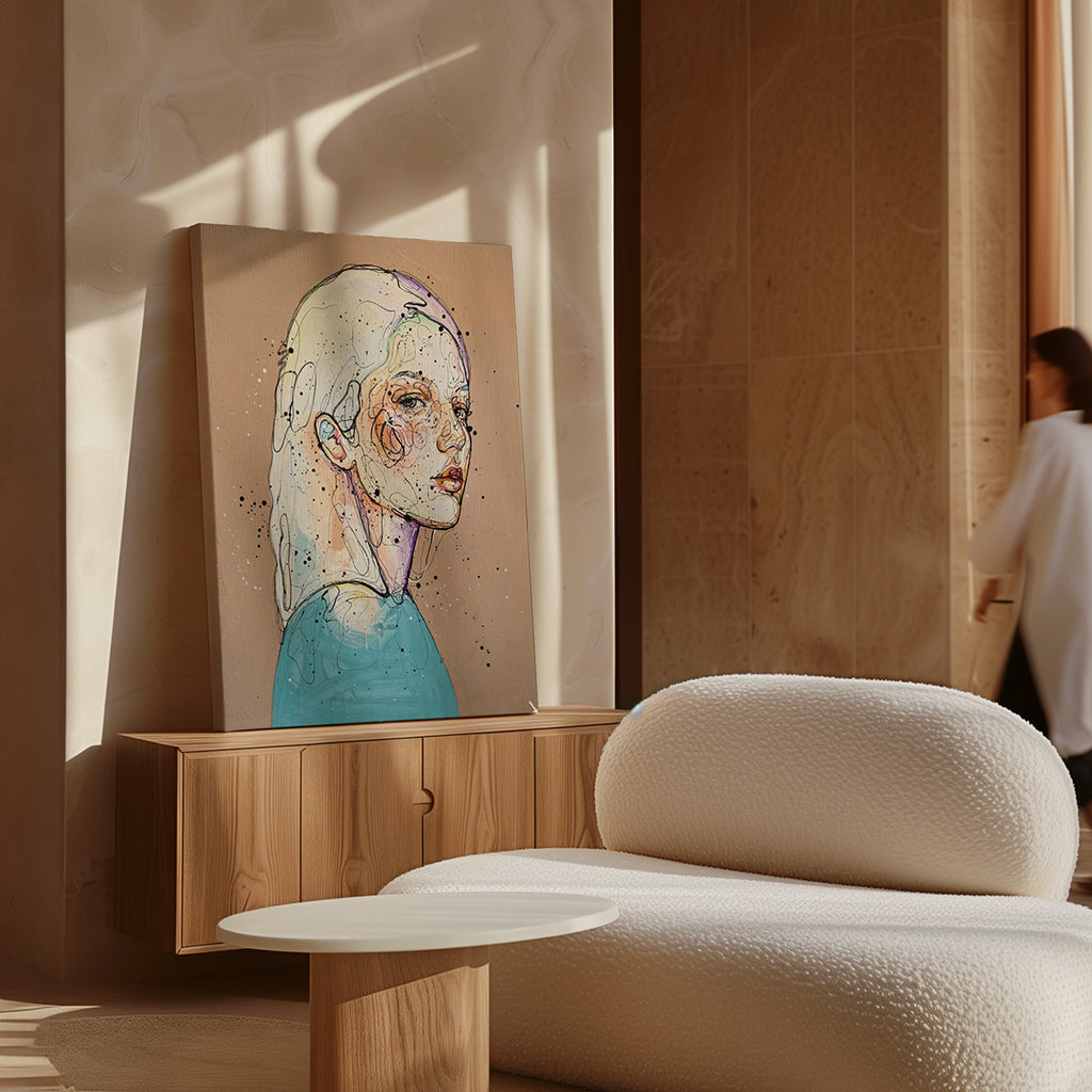 Fryktløs er et maleri på lerret, laget med akryl, blekk og akvarell. 