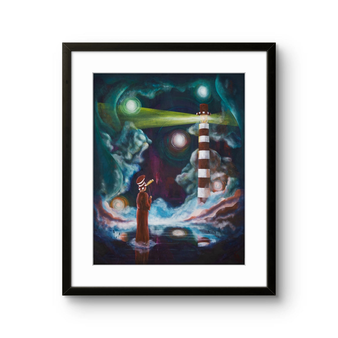 Fine art giclée trykket "Guiding Lights" av den norske kunstneren Erik Bergan, signert og nummerert i et begrenset opplag.