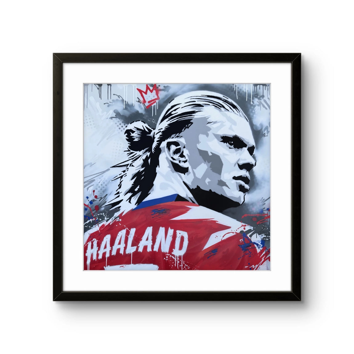 Kunsttrykket "Haaland" på kunstpapir kommer i størrelsen 55 x 55 cm. 