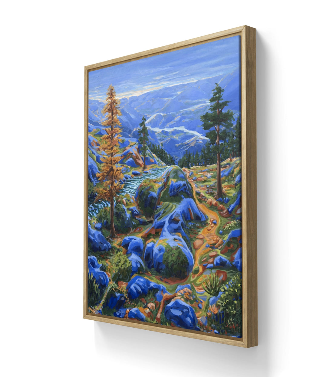 Maleriet "Hel ved" leveres ferdig innrammet med en ramme av eik.