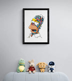 Oppheng av kunstverket Homer x Doodle