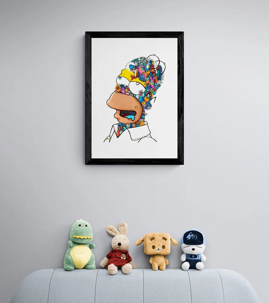 Oppheng av kunstverket Homer x Doodle