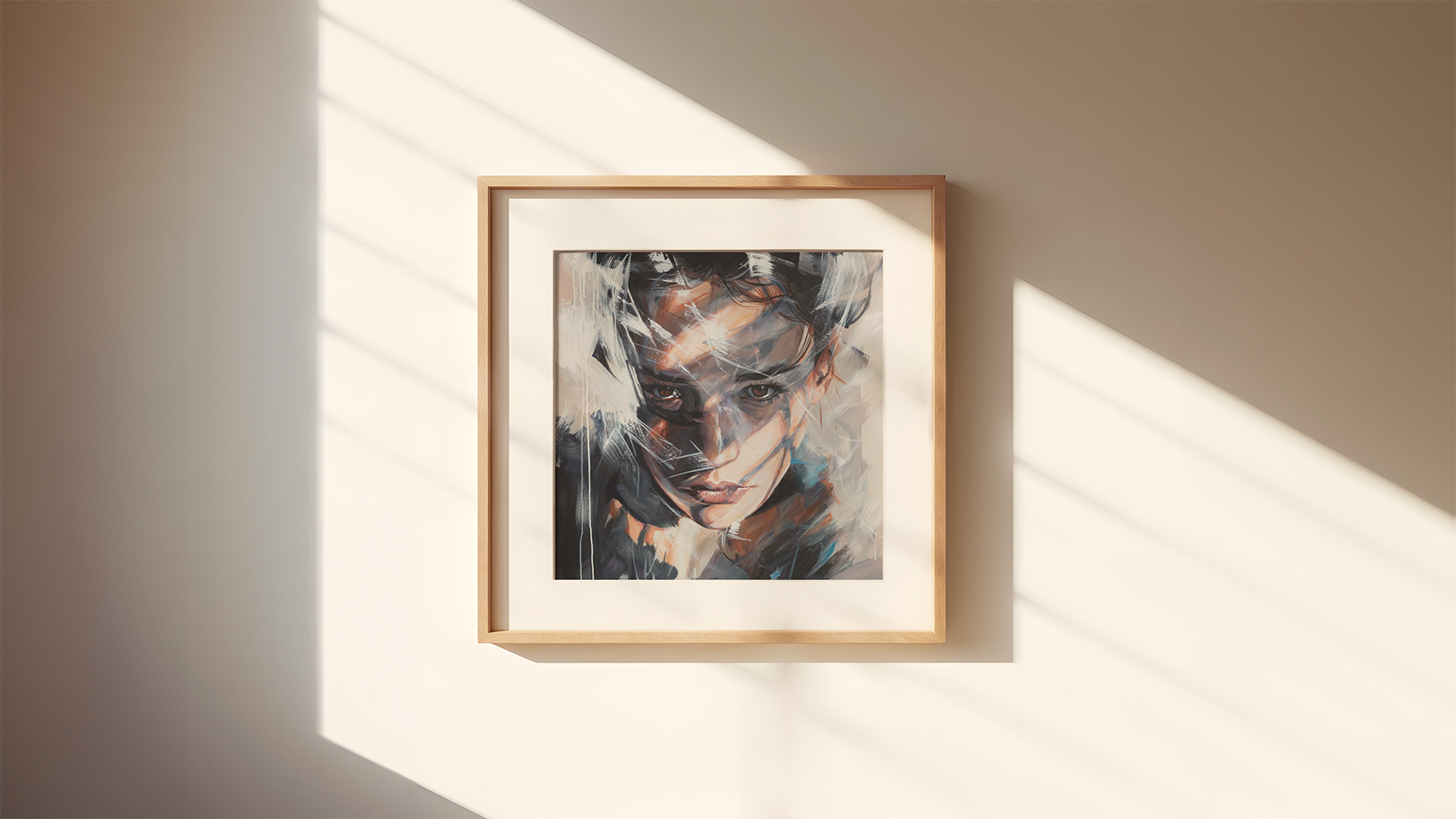 Kunsttrykket "I already know" her rammet inn med en ramme av eik. 