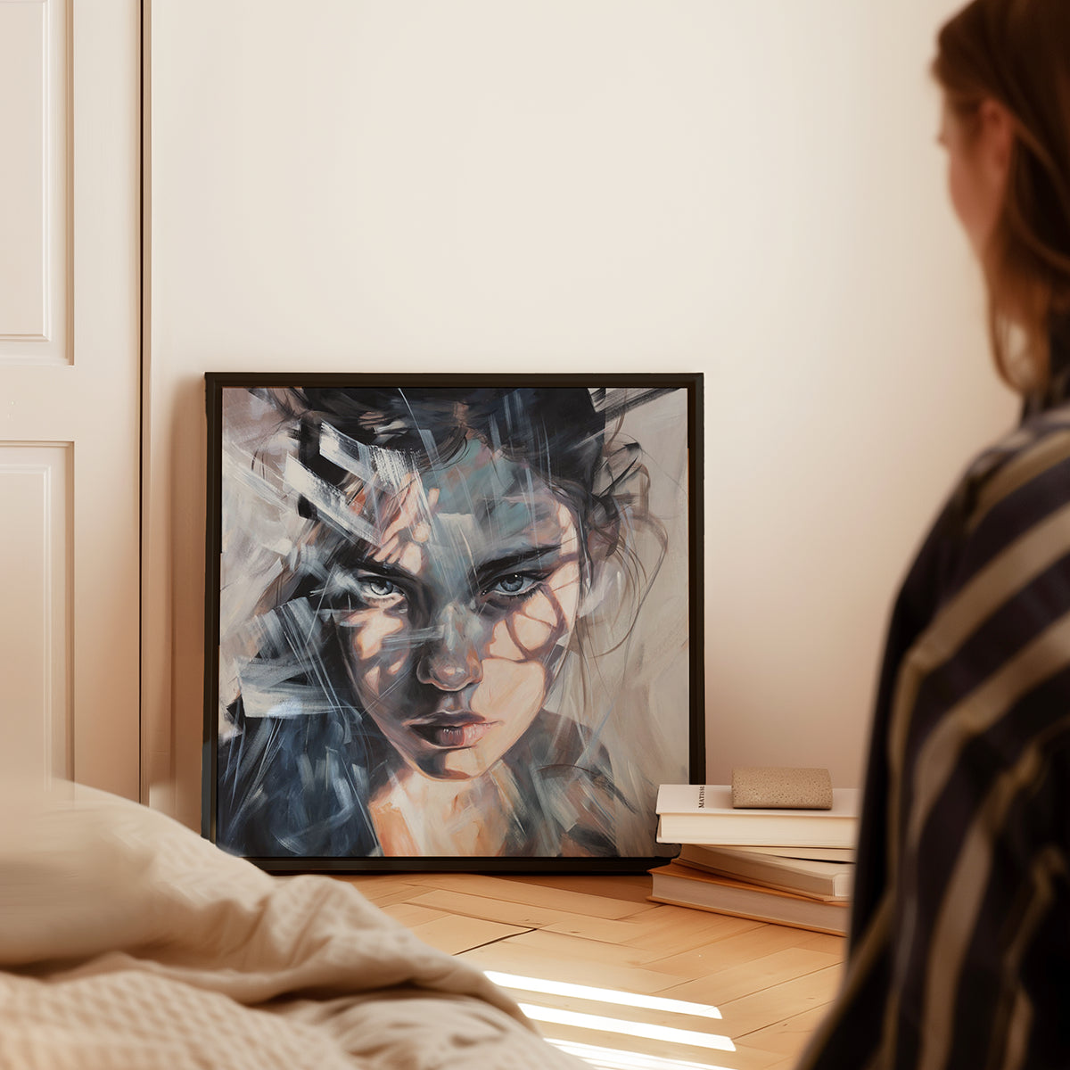 Kunstverket "I’m watching you" leveres med sort ramme.