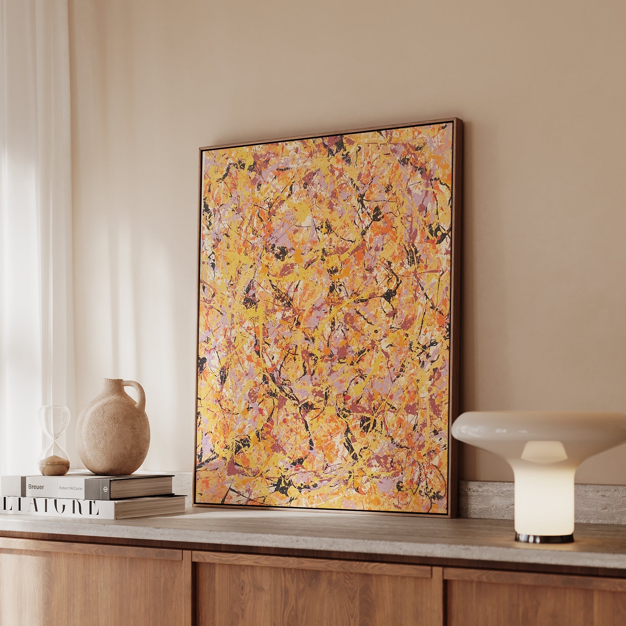 Maleriet "JP No 5" er laget med teknikken action painting