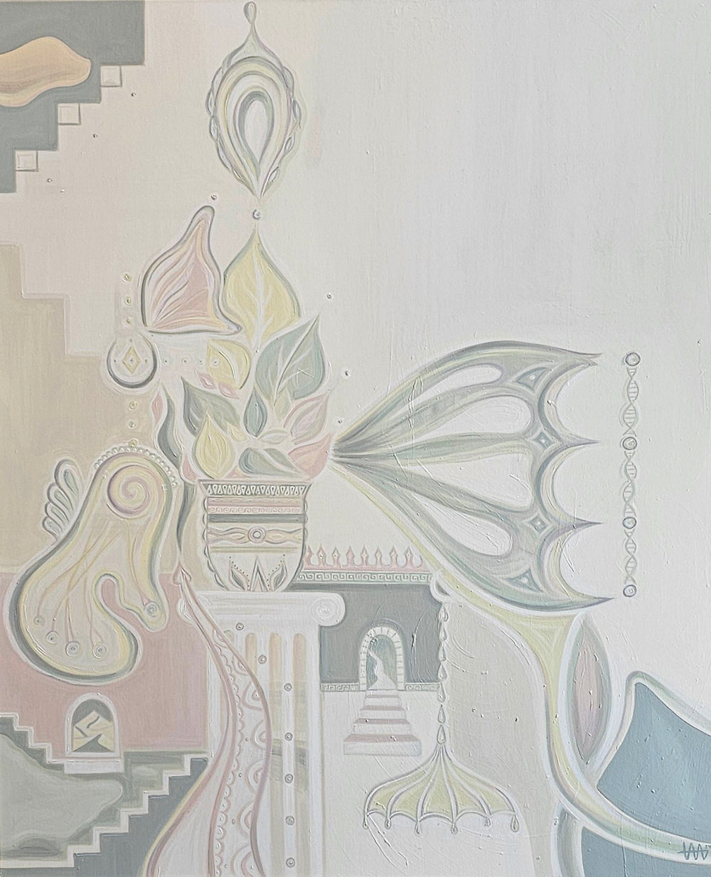 Detaljebilde av maleriet Jin Liu av Ina Matho