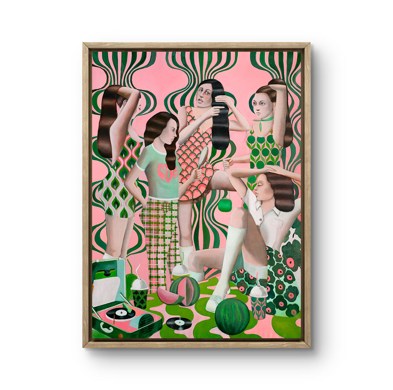 Kunsttrykket «Les Demoiselles d’Artist» av den norske samtidskunstneren Edvarda Braanaas, signert og nummerert i et begrenset opplag på 150 eksemplarer.