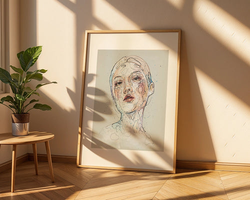 Kunsttrykket "Let it be" av Lea Alstad, her innrammet. 