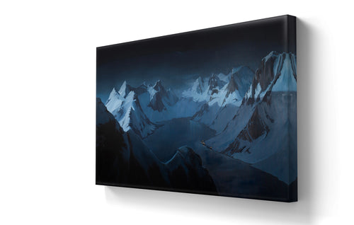 Maleriet "Kjerkfjorden ved Reine, Lofoten" kommer i størrelsen 150 x 250 cm.