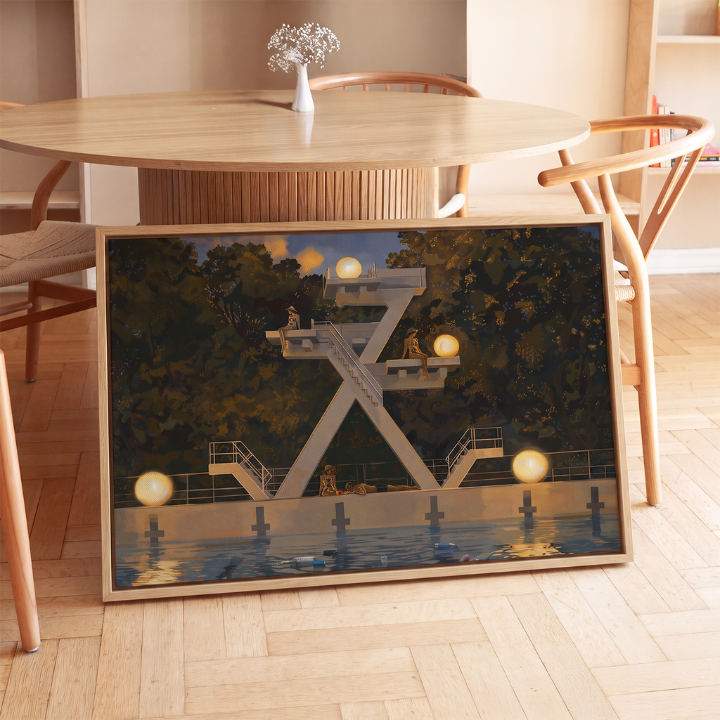 Kunsttrykket «Love leaves a mess» på lerret er håndkolorert av Edvarda.