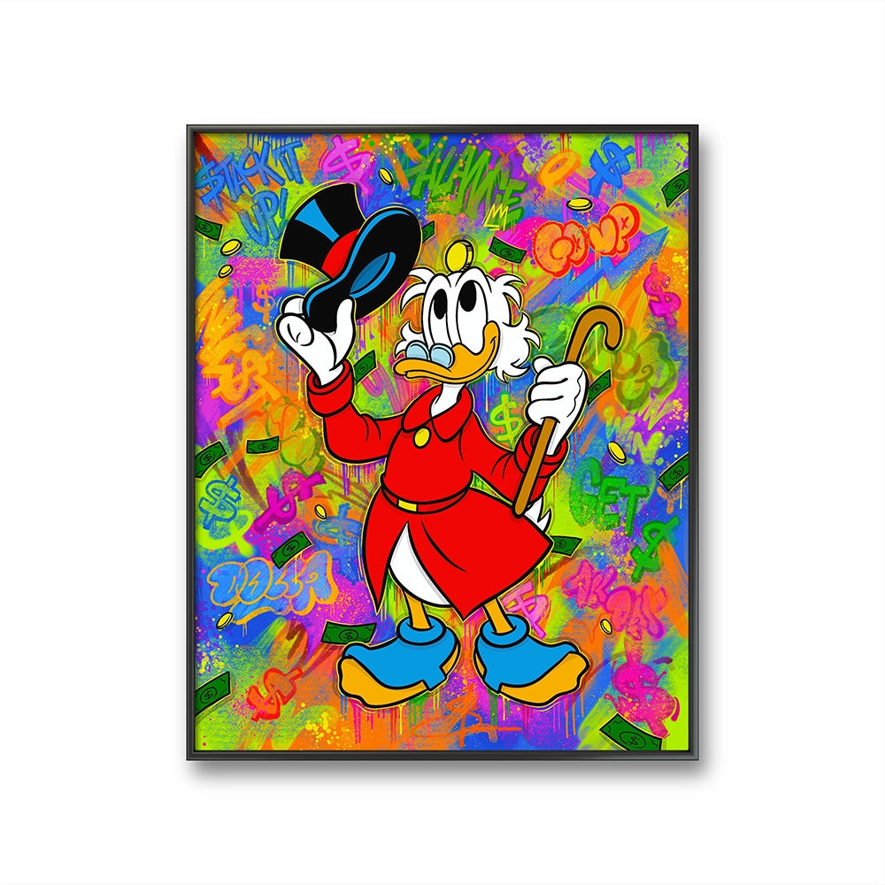 Canvas kommer ferdig oppspent, og leveres med sort sveveramme.