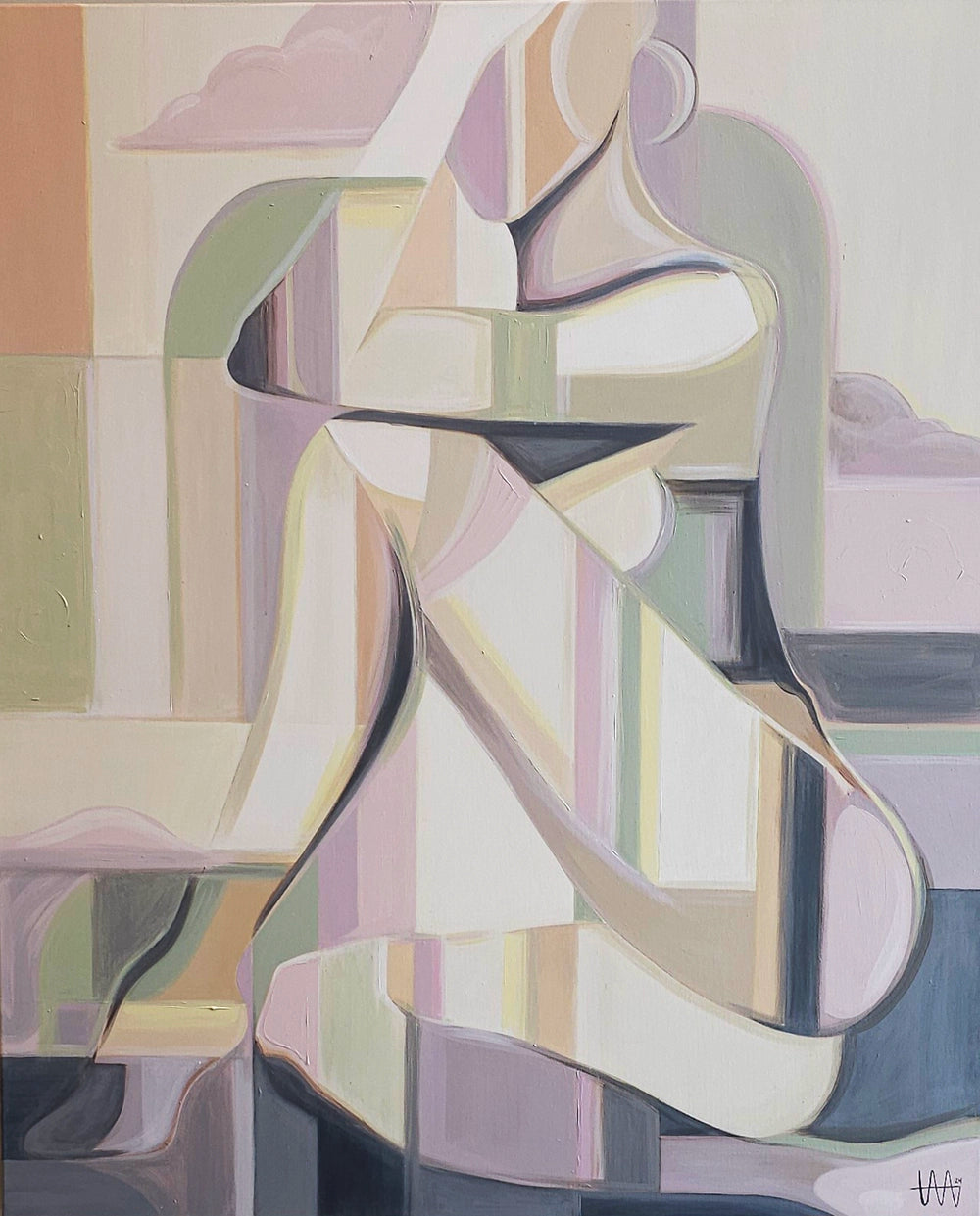 Detaljebilde av maleriet "Lucy" av Ina Matho.