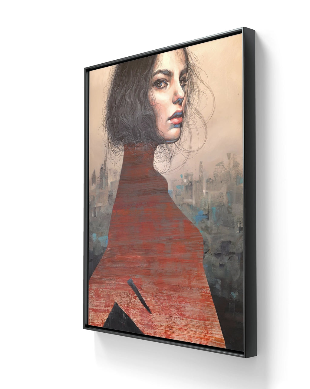 Maleriet "Luminescent" leveres ferdig innrammet med en sort ramme. 