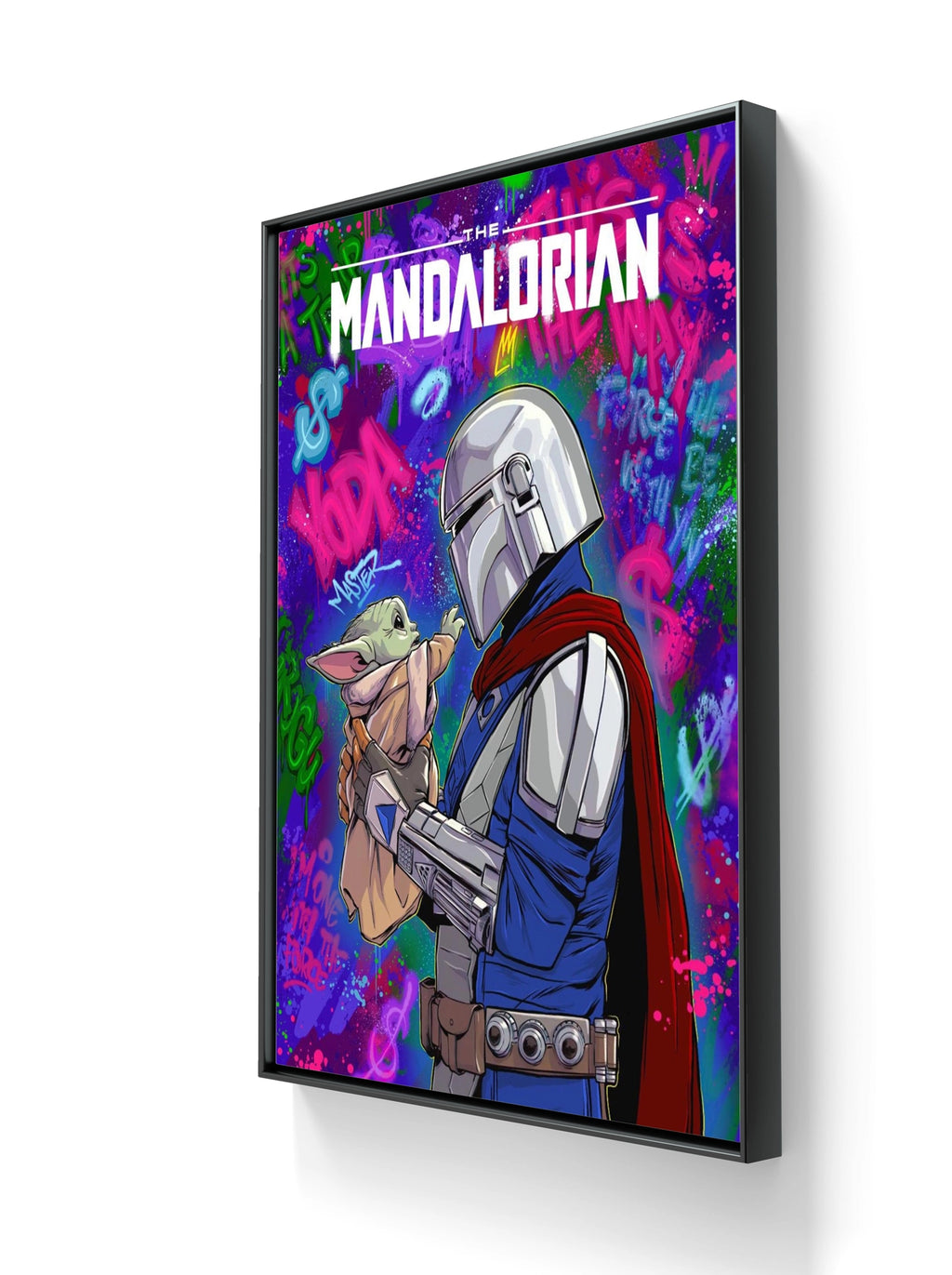 Mandalorian kommer i en versjon på lerret. Denne er rammet inn. 