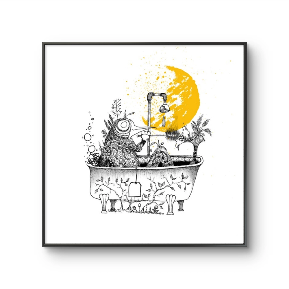 Fine art printet "Mockingbird tub time" av den norske kunstneren Pryl