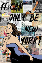 New york er trykket på hvitlakkert aluminium og håndkolorert av Celi.