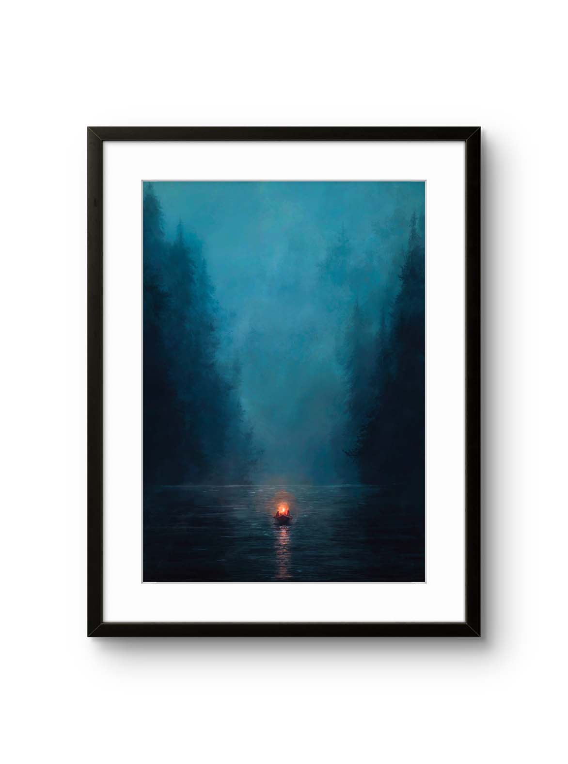Kunsttrykket «Nocturnal Lantern» av den norske samtidskunstneren Kim Brarud. Signert og nummerert i et begrenset opplag på 30 stk.