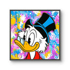 "Onkel Skrue" fås i en variant på lerret som er håndkolorert. 