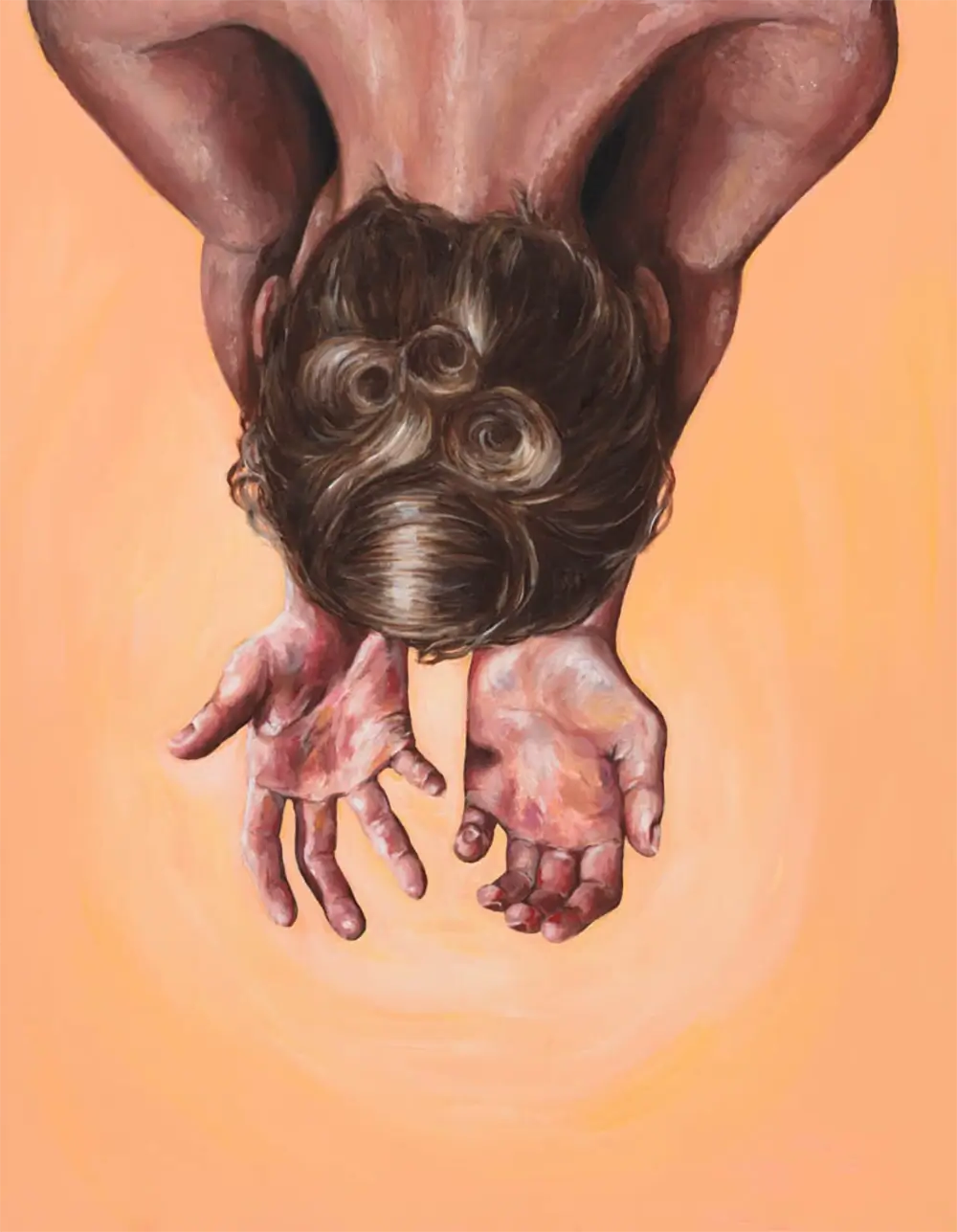 Detaljebilde av maleriet "Open hands" av Hanne Giertsen.