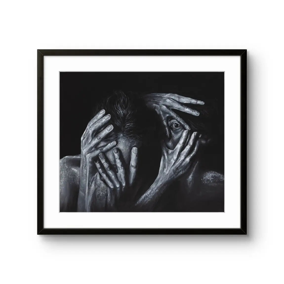 Fine art giclée trykket "Peeking Whilst Hidden" av den norske kunstneren Hanne Giertsen, signert og nummeret i et begrenset opplag.