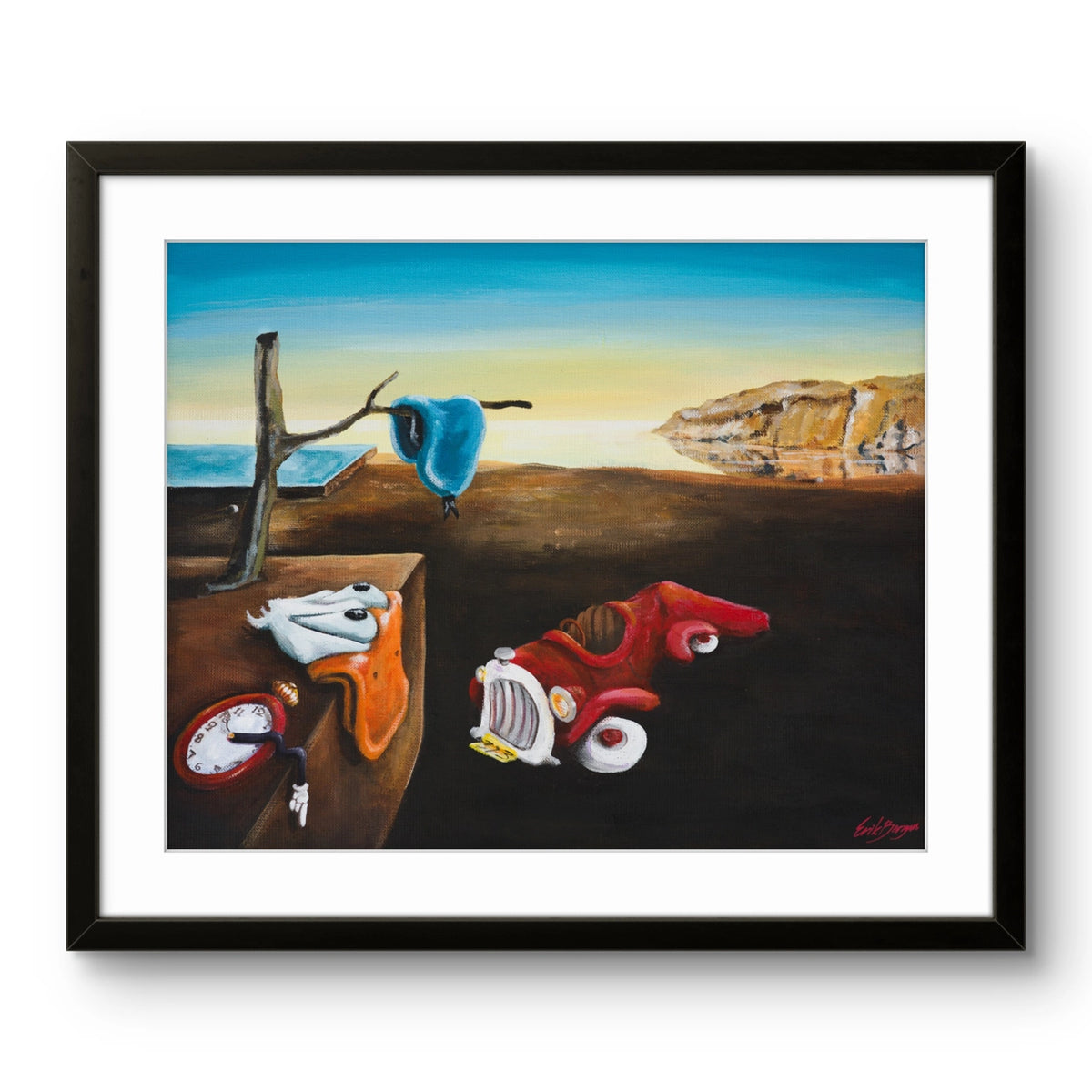 Fine art giclée trykket "Persistence of ducks" av den norske kunstneren Erik Bergan, signert og nummerert i et begrenset opplag.
