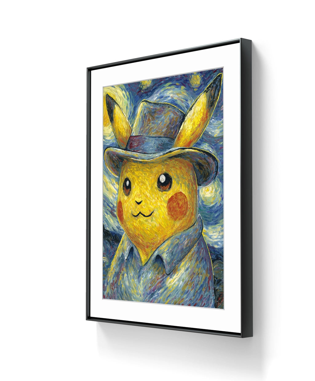 Kunsttrykket "Pikachu with a Hat" kommer på kunstapapir. 
