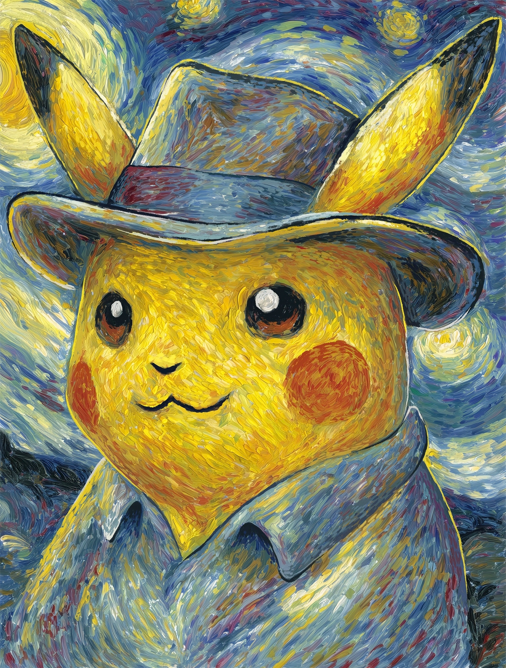 Detaljebilde av kunsttrykket "Pikachu with a Hat" av Salke1.