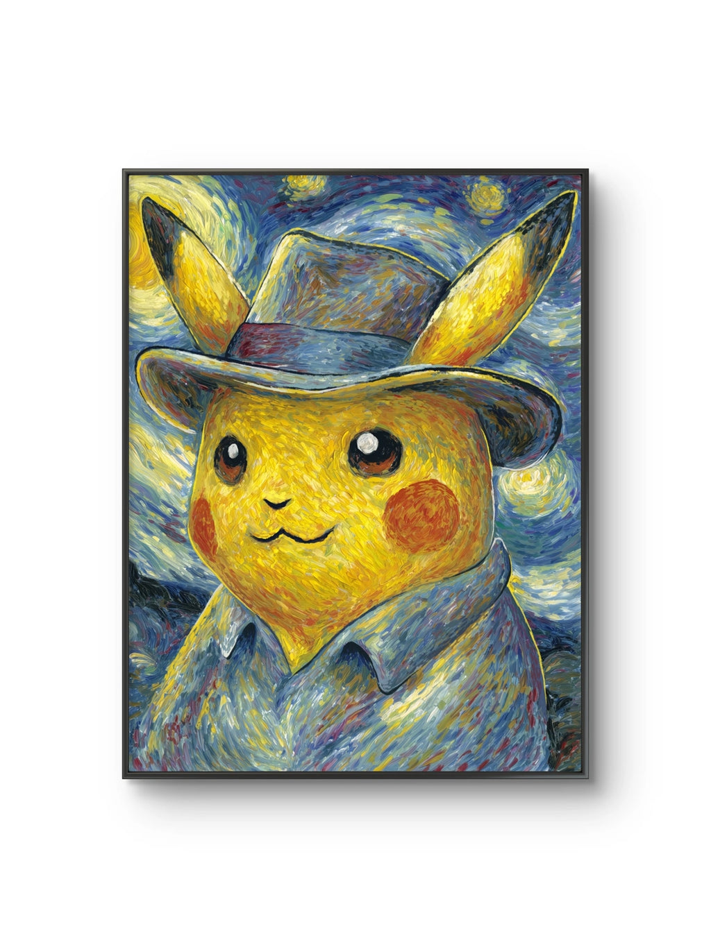 Kunsttrykket "Pikachu with a Hat" kommer på lerret og denne er håndkolorert av Salke1. 