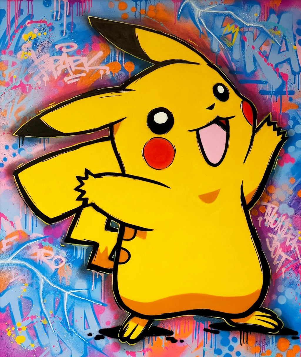 Detaljebilde av kunstverket "Pikachu" av den norske kunstneren Salke1