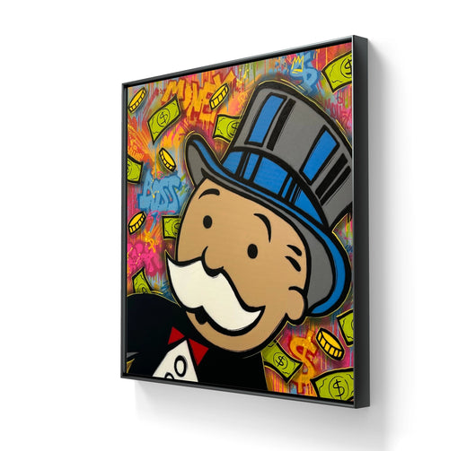 Kunstverket "Play to win" leveres med en sort ramme. 