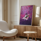 Kunstverket "Risk, rosa" leveres uten ramme, men ønsker du ramme på ditt kunstverk kan du sende oss en e-post.