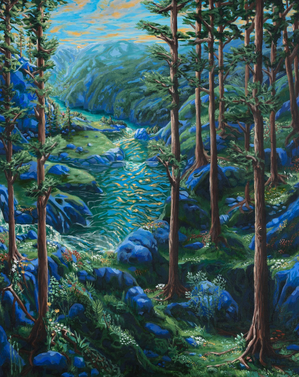 Detaljebilde av kunsttrykket "Røtter i fjell og fjord" 