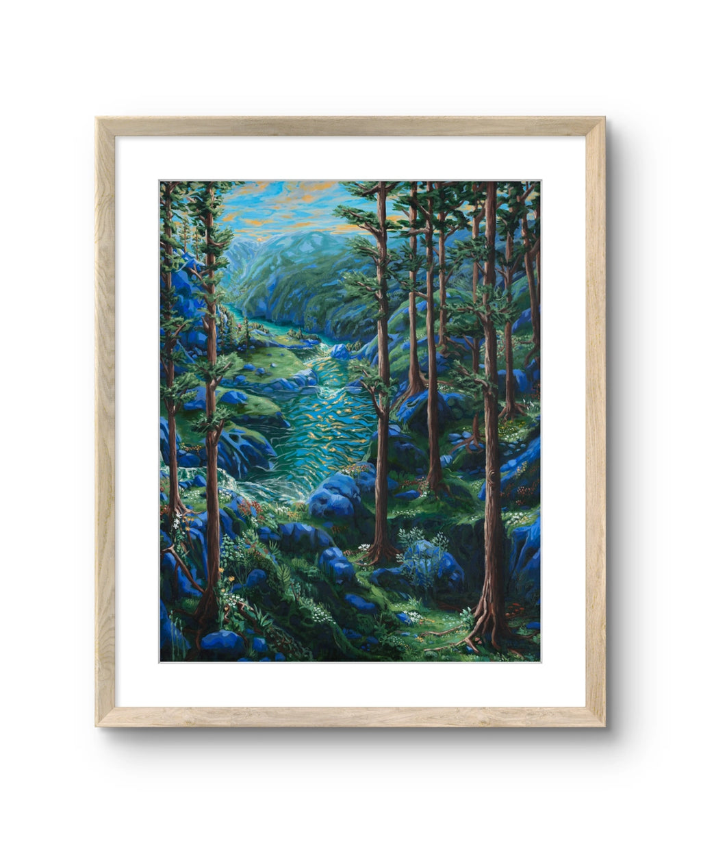 Fine art giclée trykket "Røtter i fjell og fjord" av den norske kunstneren Sebastian Slotte